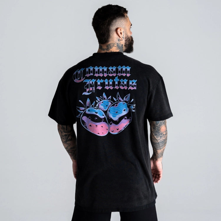 Camiseta Oversized Mith Comam Frutas Estonada Ultraviolet Preto