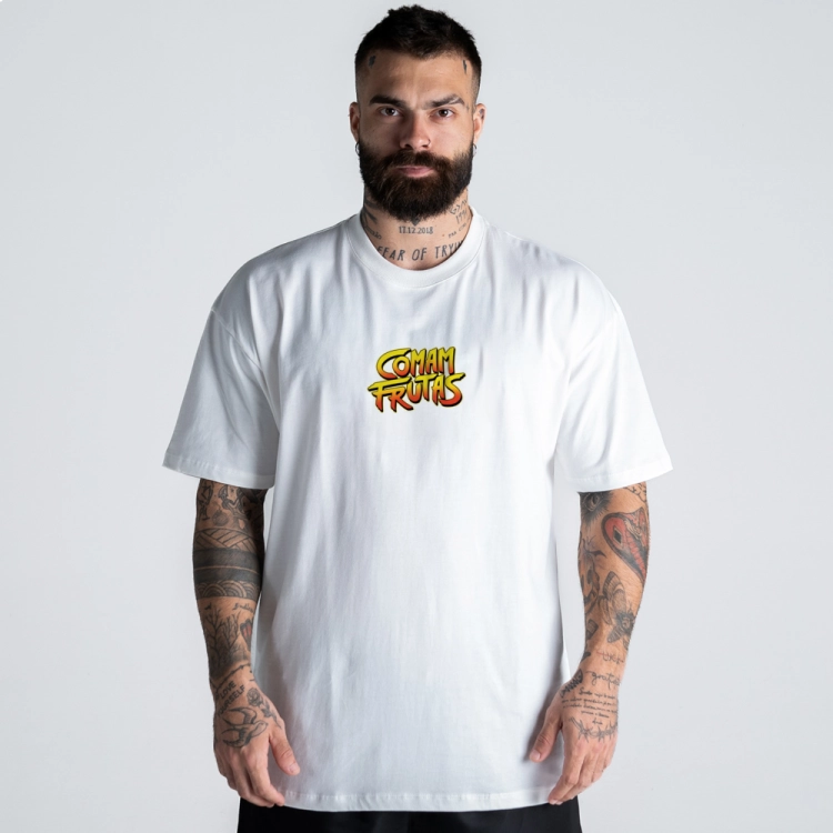 Camiseta Oversized Mith Comam Frutas Fruit Fighthers Off White