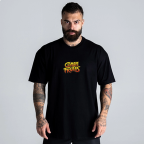 Camiseta Oversized Mith Comam Frutas Fruit Fighthers Preto