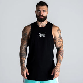 Regata Cut Off Mith Comam Frutas Outline Preto