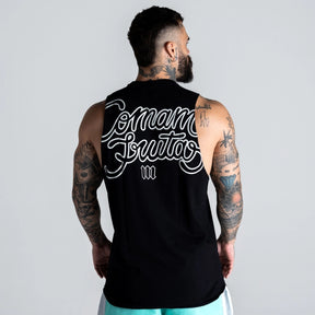 Regata Cut Off Mith Comam Frutas Outline Preto