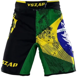 VSZAP Men's Brazil Boxing Shorts Printing MMA Shorts Fight Grappling Short Polyester Kick Gel Thai Boxing Shorts MMA Boxe