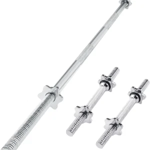 Threaded Bar Weight Lifting Barbell Bar And Dumbbell Handle Set Chrome 1 H Bar For Hip Thrusts, Squats And Lunges