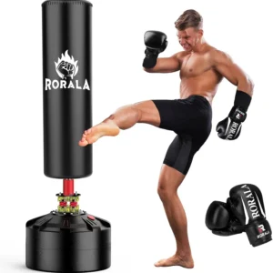 Punching Bag With Boxing Gloves, Freestanding Heavy Bag For Adult Kids, Men Standing Kickboxing Bag Max Weight 253Lbs