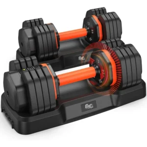 Adjustable Dumbbell Pair 50LBS Dumbbell Anti-Slip Handle，Adjustable Dumbbells Set 25LB, Adjustable Weights 5/10/15/20/25lbs