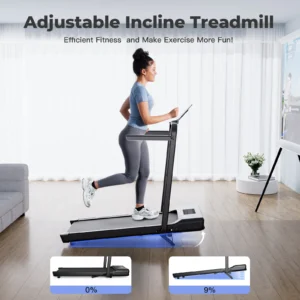 3 in 1 Superun Foldable Walking Pad with Handle, 3.0 HP Treadmill with 9% Incline Max 300LBS R
