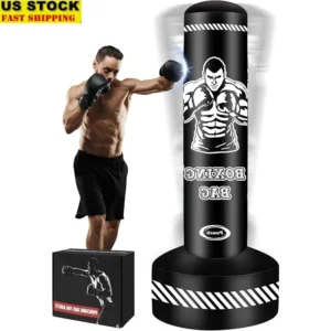 Inflatable Standing Punching Bag Adults Kickboxing Heavy Bag with Stand MMA Training Home Fitness Equipment