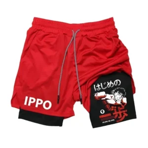 Quick Drying Fitness Workout Boxing Training Shorts Anime Print 2 in 1 Men's Compression Shorts Sports Performance Shorts M-3XL