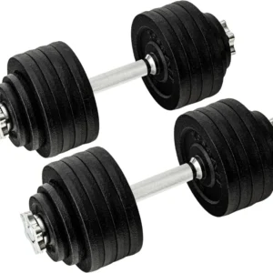 Adjustable Dumbbell Set with Weight Plates/Connector - Exercise & Workout Equipment - Size Options 40lbs to 200lbs