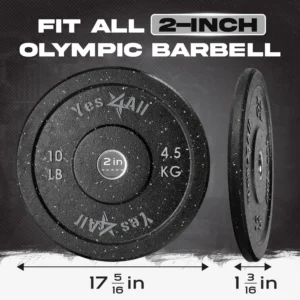 2" Bumper Plate, Rubber Weight Plate with Steel Hub for WeightLifting, Strength Training, Home Gym, Less Impact, 2x10LB