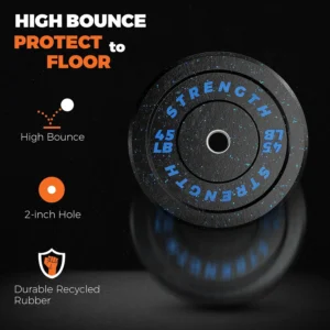 Bumper Plates, Weight Plates Set 2-inch Rubber Weights for Barbell, 10lbs-55lbs
