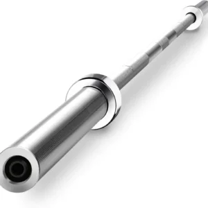 7- Foot Bar Barbell w/Two Collars - Solid Iron Weighted Workout Bar - Chrome Weight Straight Bar for Home Gym Weightlifting & Po