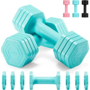 Adjustable Dumbbell Set, 4 in 1 Free Weights Dumbbells Set for Women, Weights for Women at Home with TPU Soft Rubber Handle