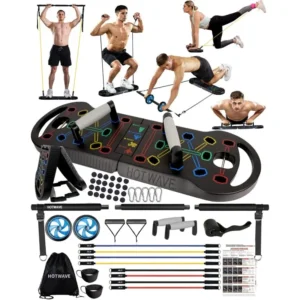 HOTWAVE Push Up Board Fitness, Portable Foldable 20 in 1 Push Up Bar at Home Gym, Pushup Handles for Floor