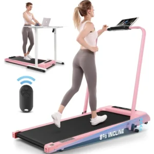 Foldable Treadmill with Incline-Walking Pad with Handle Bar-Portable Walking Pad Treadmill 300+lb Capacity-Under Desk Treadmills