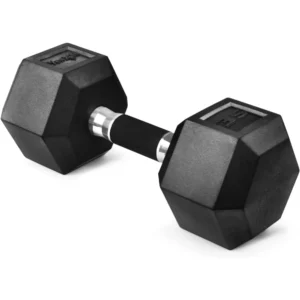 Rubber Grip Encased Hex Dumbbells – Hand Weights With Anti-Slip 35 LBS Single