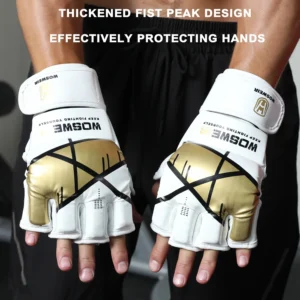 WOSWEIR-Professional Combat Set for Adult, Thick Half-Finger Gloves, Muay Thai, Knuckle, Knuckle Made, Durable Leather, PU