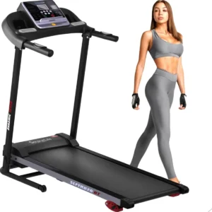 Electric Folding Treadmill Exercise Machine - Smart Compact Digital Fitness Treadmill Workout Trainer, Manual Incline Adjustment