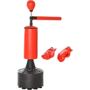 Soozier Boxing Bag, Freestanding Punching Bag with Speed Ball, Rotating Boxing Bar and Gloves, Weighted Base, for Adult and Kids