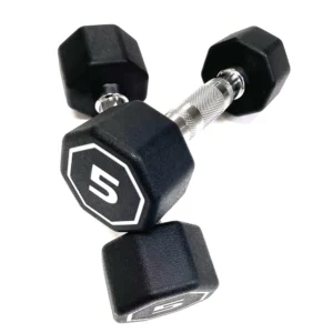 APOLLO IR3920 Premium 5LB Octagonal Dumbbells Set of 2 - Chrome Plated Handle, Large Numbers for Push-Ups
