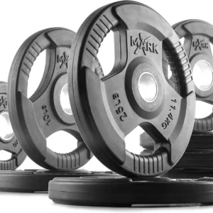 Pair or Set of Weight Plates, Rubber Coated Exercise Weights for Barbell, Strength Training Weight Set for Home Gym