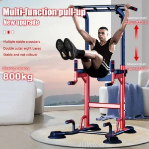Multi-functional pull-up bar set, including single and double bar pull-ups, with a backrest bar, household fitness equipment