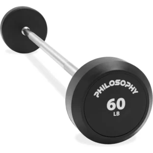 Philosophy Gym Rubber Fixed Barbell, Pre-Loaded Weight Straight Bar for Strength Training & Weightlifting