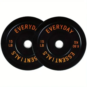 Bumper Plate Weight Plate, 15 lbs Pair Black, Durable and not prone to rolling