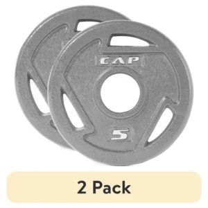 2 pack Barbell 5lb 2 inch Grip Weight Plate Grey