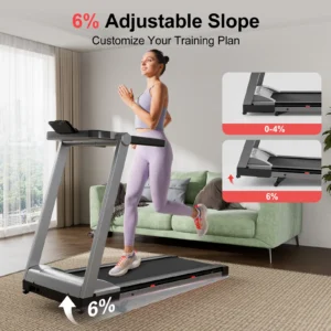 3.5HP Foldable Incline Home Treadmill Walking Pad with Handle Bar Holder 350LBS Capacity Touch Screen Smart App Data Monitoring