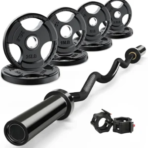 2 Inch EZ Curl Bar with Weights, 700LBS Weight Capacity Olympic Curl Barbell for Bicep, Tricep and Weight Lifting Exercises