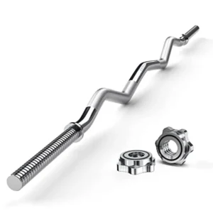 47 EZ Curl Bar for Hip Thrusts/Squats/Lunges 1 Weight Plates Curling Bar for Gym and Home with Star Collars Steel Gray