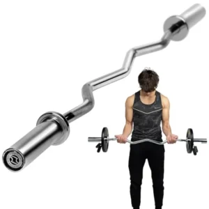 EZ Curl Bar 47 Inch 2 inch 17lbs Alloy Steel Chrome Finish Nylon Bushings 400lbs Max Capacity Home Gym Curling Bar for Weightli