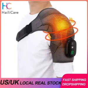 Electric Heating Shoulder Massage Brace Belt Thermal Vibrator Shoulder Temperature Massage Support Pad