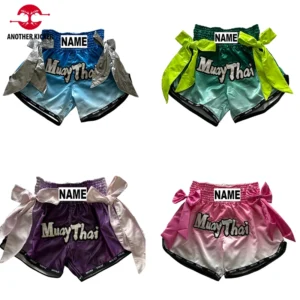Muay Thai Shorts Custom Name Gradient Thai Boxing Pants Men Women Kids Kickboxing Fight Pants Sparring Training Competition Gear