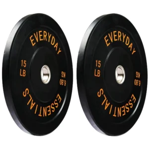 Bumper Plate Weight Plate, 15 lbs Pair Black, Durable and not prone to rolling