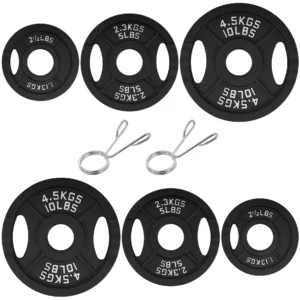Durable Cast Iron Weight Training Plates, 2" 35 lb Set